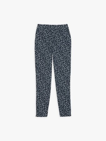 navy blue jersey Carotte pants with floral print