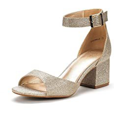 Amazon.com | DREAM PAIRS Women's Low-Chunk Gold Glitter Low Heel Pump Sandals - 8.5 M US | Heeled Sandals