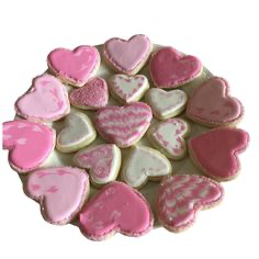 plate of pink heart cookies