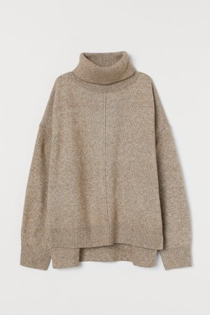 Knit Turtleneck Sweater - Beige melange - Ladies | H&M US