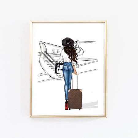 Fashion girl art Fashion illustration Travel girl art | Etsy
