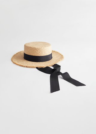 Straw Ribbon Boater Hat - Natural Straw - Hats - & Other Stories