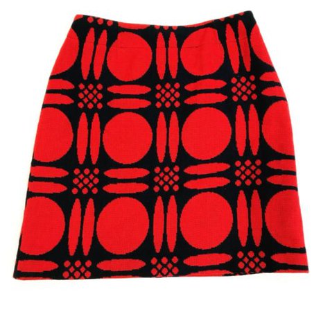 BODEN Women's Red & Navy Blue Wool Geometric Skirt Size 4 Lined Pockets | eBay