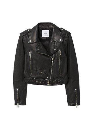 MANGO Leather biker jacket