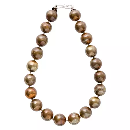 Hand Crafted Bronze Bead Necklace By California Artist Mark Timmerman For Sale at 1stDibs