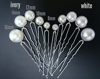Various size Pearl Hair Pin Large Pearl Wedding Hair Pin | Etsy