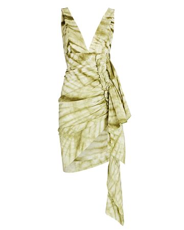 JUST BEE QUEEN Tulum Ruched Linen Mini Dress in multi | INTERMIX®