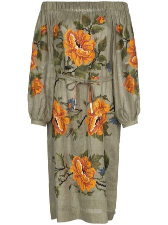 Vita Kin Gypsy Queen off-the-shoulder linen dress £940 - Shop Online. Same Day Delivery in London