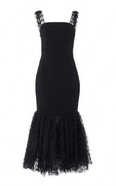 Black Mid Length Crepe Dress by Christian Siriano SS19