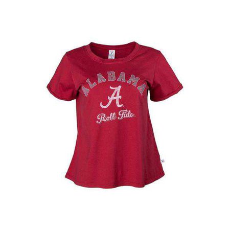 Shirts | Shop Women's Red Official NCAA Venley University Of Alabama Crimson Tide Ua Roll Tide Women's Boyfriendfit Short Sleeve Crew Neck Soft at Fashiontage | 418701AMBH11_201-S