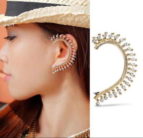 Fashion Crystal Clip Ear Cuff Stud Women's Punk Wrap Cartilage Earring Jewelry | eBay