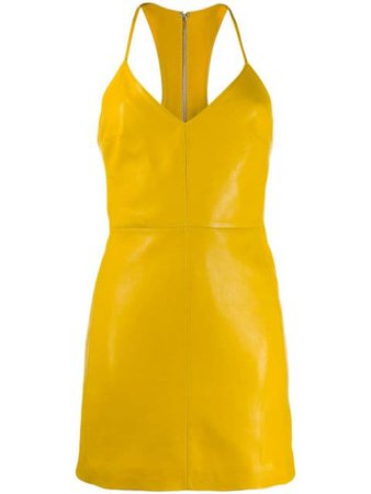 Yellow Manokhi Leather Mini Dress | Farfetch.com
