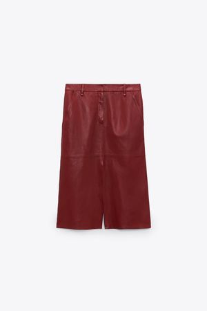 LEATHER MIDI SKIRT LIMITED EDITION - Red | ZARA United States