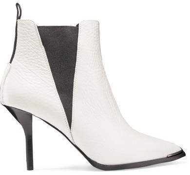 Jemma Textured-leather Ankle Boots - White