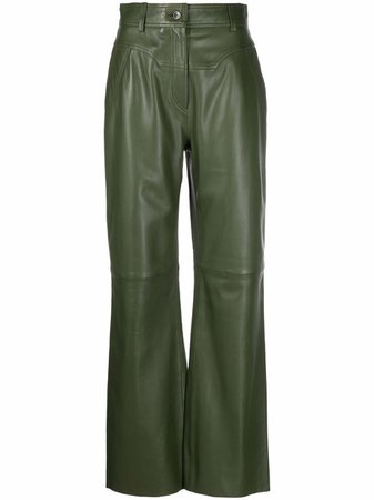 Alberta Ferretti leather high-waist trousers - FARFETCH