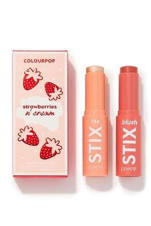 colourpop strawberry n cream blush stick duo