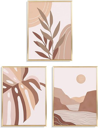 ArtbyHannah 3 Pack 12x16 Inch Boho Wall Art Framed Canvas Wall Art Decor with Gold Frames and Decorative Tropical Botanical Plant Pictures Canvas Prints for Home Decor, Ready to Hang : Amazon.ca: Home