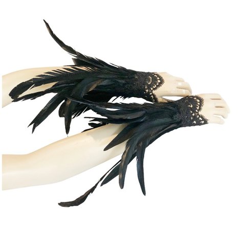 Black Feather Wrist Cuffs