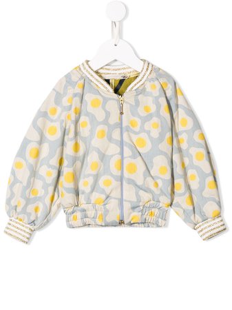 Shop blue & yellow Raspberry Plum fried egg print bomber jacket with Express Delivery - Farfetch