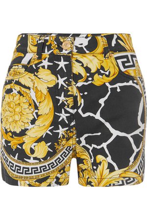 Versace Printed denim shorts