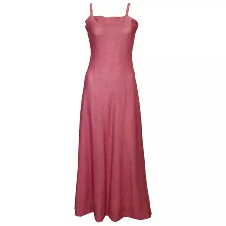 Vintage Raspberry Pink Knit Gown For Sale at 1stDibs | raspberry pink dresses, raspberry gown
