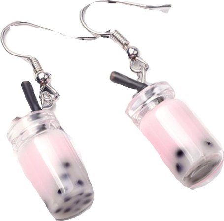 pink boba earrings
