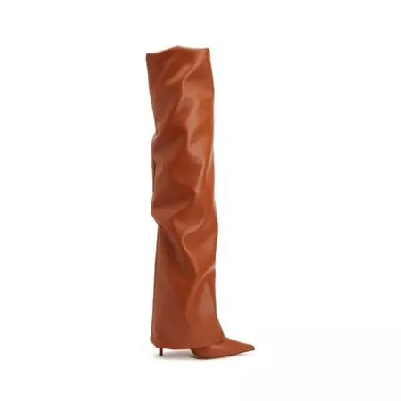 Brown SERUK Leather Over The Knee Boots | i The Label – I The Label
