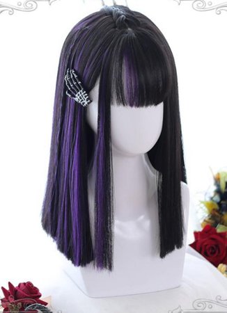 Black and Purple Wig KF90563