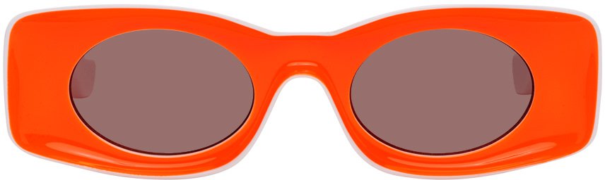 Loewe: White & Orange Paula's Ibiza Square Sunglasses