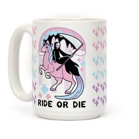 Ride or Die - Grim Reaper and Unicorn Coffee Mug | LookHUMAN