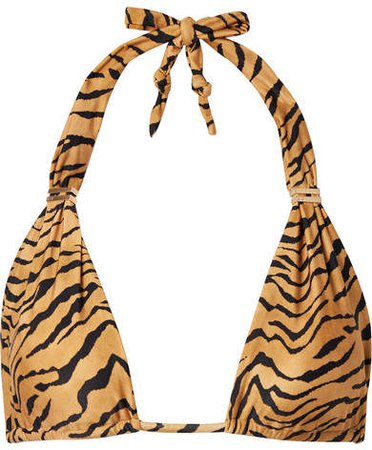 Bia Tiger-print Triangle Bikini Top - Tan