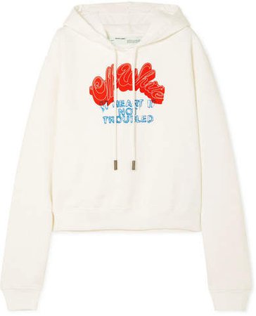 Printed Cotton-jersey Hooded Top