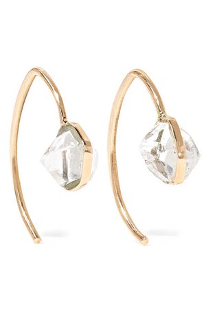 MELISSA JOY MANNING Mini Wishbone 14-karat gold Herkimer diamond earrings