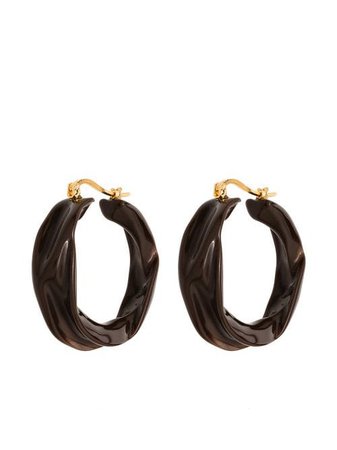 Shop brown Jil Sander small hoop earrings with Express Delivery - Farfetch