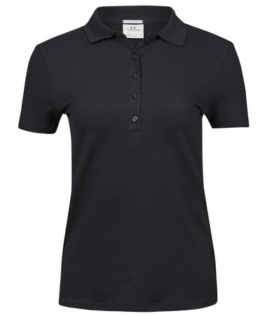 Tee Jays Luxury stretch women's polo T-shirt, Black