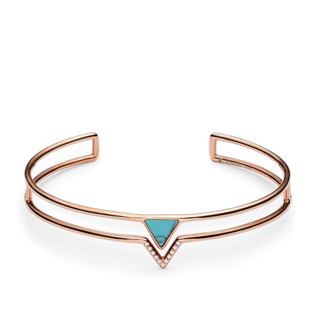 Turquoise Triangle Open Cuff - Fossil