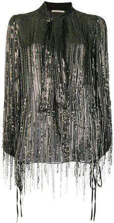 fringed sequin blouse