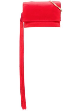 Red Galvan Mini Satin Tassel Clutch | Farfetch.com