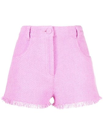 MSGM fringed-edge Tweed Shorts - Farfetch