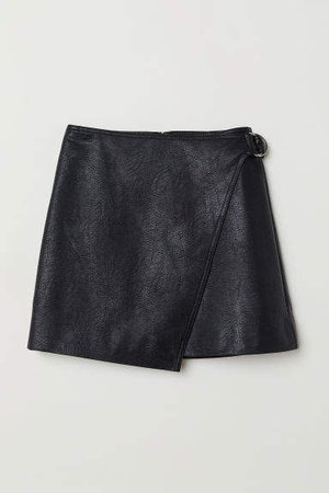 Short Wrap-front Skirt - Black