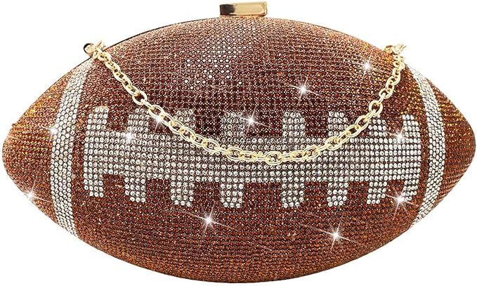 Amazon.com: Artluxe Football Purse with Rhinestones Bling Glitter for Women Evening Football Shape Bag Purse Rugby Quirky Novelty Purses for Party, Brown : Clothing, Shoes & Jewelry