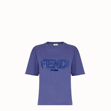 Blue cotton T-shirt - T-SHIRT | Fendi