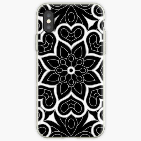 "Black and White Flower Hearts" iPhone Case & Cover by roseglasses | Redbubble