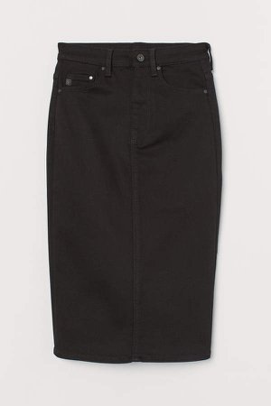 Shaping Denim Pencil Skirt - Black
