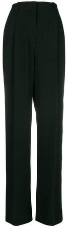 high-waisted pleated trousers