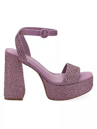 Shop Larroudé Dolly Crystal-Embellished Platform Ankle-Strap Sandals | Saks Fifth Avenue