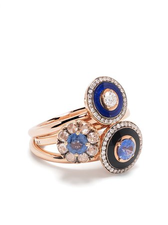 Shop gold Selim Mouzannar 18kt rose gold Mina & Beirut diamond ring set with Express Delivery - Farfetch