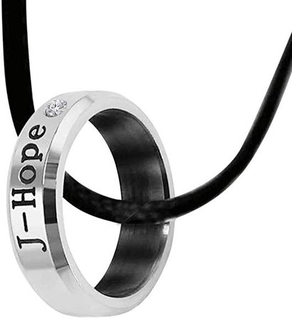 Amazon.com: NationInFashion Ring for BTS Fans J-Hope Titanium Steel Necklace Ring Crystal with Free Leather Look Chain: Jewelry