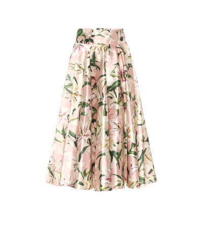 Dolce & Gabbana Floral silk-satin midi skirt