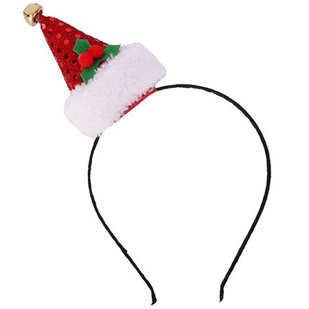 Santa Hat Hair Hoop with Bells Christmas Hat Santa Hat Headband Child Adults Red: Clothing